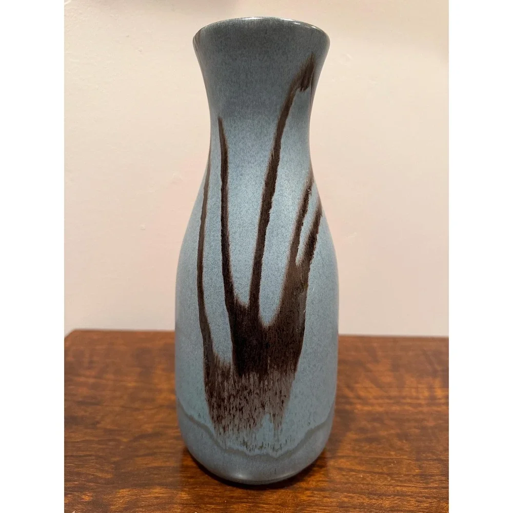 Vintage Blue Mountain Pottery Vase Blue and Brown Drip Glaze
